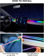 for Tesla LED Car Ambient Lighting Strip Model Y Juniper Model 3 Highland Accessories 2017-2026 LED Light Strip Dashboard Air Vents Interior Waterproof Decoration Atmosphere Ambient Lighting