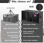 6 Pack Moving Bags with Full-Open Side Zipper, Extra Large 93L Heavy Duty Waterproof Foldable Storage Totes for College Dorm,