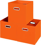 Fabric storage bins Cubes, Fabric Cube Organizer with Handle, Foldable Cube Bins for Cloth or Accessary Storage, 11x11x11, Se