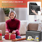 Ofiray-home 2-in-1 Wrapping Paper Organizer Storage, Over Door or Under Bed Organizer with Removable Drawer & 4 Clear Pockets