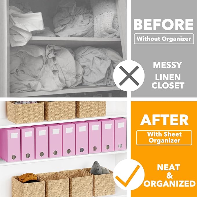 SpaceAid 9 Pack Bed Sheet Organizers and Storage, Foldable Sheet Organizer with Window for Linen Closet, Set Folder Keeper fo