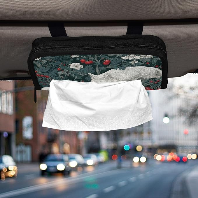 Car Tissue Holder Car Visor Organizer Tissue Box Holder for Car Sun Visor Organizer with Car Vehicle Accessories Essentials Interior for Women Men Fox Bunny Red Berry Green