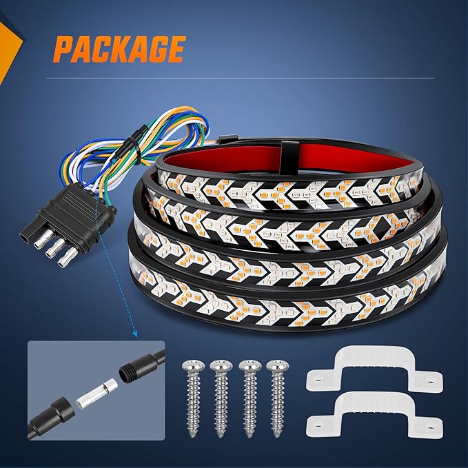 Nilight Truck Tailgate Light Strip 60Inch Arrow 540 LED with Red Running Brake Lights Amber Turn Signals Strobe Lights