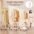 EAGMAK Heavy Duty Clothes Rack Load 556 LBS, Rolling Clothing Rack With Shelves, Height Adjustable Metal Clothes Hanger with 