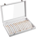 Frebeauty 15 Hooks Necklace Tray,Neckalce Organizer with Clear Lid,Velvet Necklace Holder Box,Jewelry Organizer for Pendants 