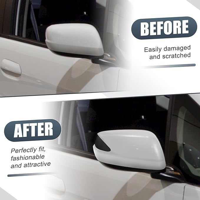 X AUTOHAUX Car Rear View Right Passenger Side Mirror Cover Cap Replacement White for Honda Fit 2009-2013 Fits W/Turn Signal Models Mirror Guard Covers Exterior Decoration Trims