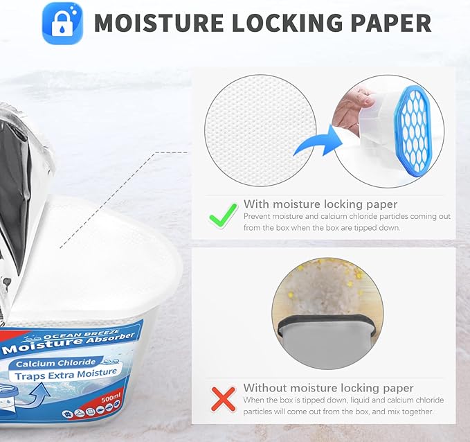 Vacplus Moisture Absorbers 6 Pack, Portable Humidity Absorber Boxes for Your Bathroom, Closet & Car, Dehumidifier with Ocean