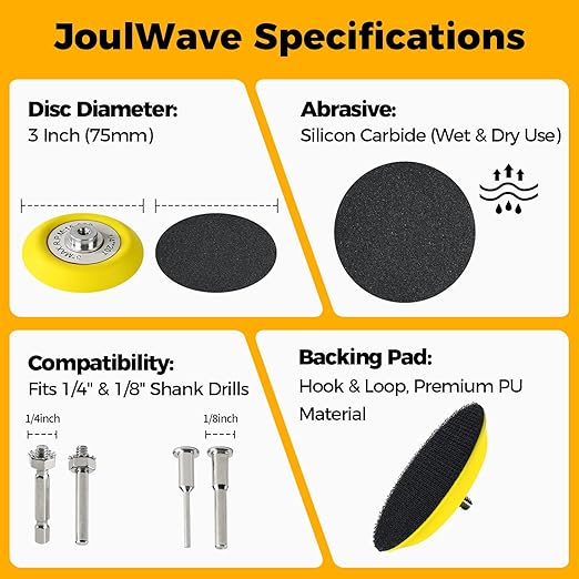 136PCS 3 Inch Wet/Dry Sanding Disc & Polishing Kit, 60-10000 Grit Hook & Loop Pads with Hand Pad for Drill or Manual Use, Hea