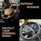 PINCTROT XL Size 17.5-18 in Race Grip Steering Wheel Cover for Semi Truck, Fits RV, Big Rig Trucker, 18 Wheeler and Classic Cars, Anti-Slip Silicone Perforated Design 17.5-18 Inch (Racing Black)