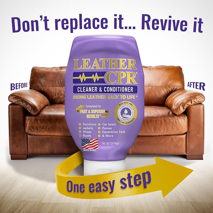 Leather CPR Cleaner & Conditioner 18oz - Cleans, Conditions, Restores & Protects Leather Furniture, Handbags, Car Seats, Inte