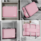 DocSafe Fireproof Document Box with Lock＆Shoulder Strap,Hard Case File Organizer with Accordion File Folder,Multi-Layer Porta