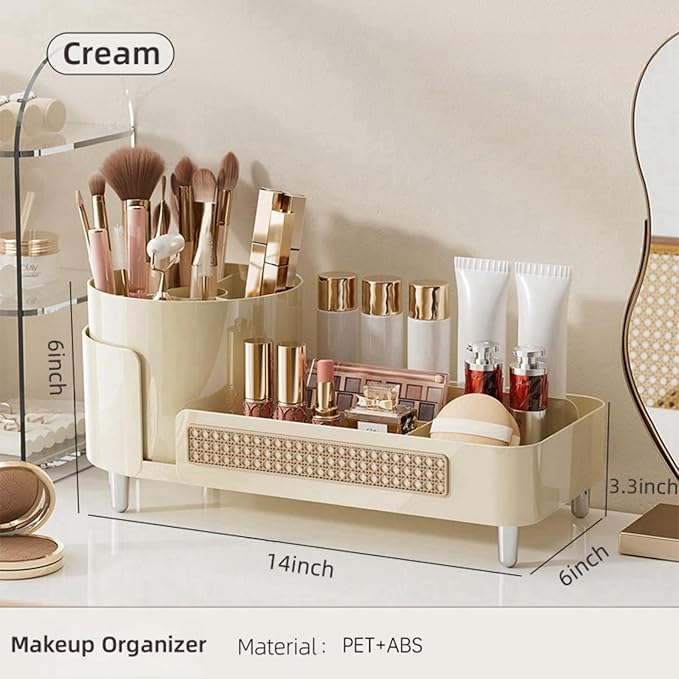 Booklov Roating Makeup Caddy Organizer for Vanity, Large Capacity Cosmetic Display Case, Clear Acrylic Countertop Beauty Stor