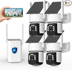 Solar Security Cameras Wireless Outdoor, 4 Cam-Kit, 4MP Home Security System with Color Night Vision, 2.4G & 5G WiFi, 360° Pa