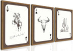 Western Cowboy Wall Art Set of 3, Vintage Cowgirl Rodeo Decor Painting, Southwestern Rustic Aesthetic Artwork Canvas Prints f