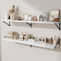 Deep Floating Shelves,55" Wx10 D Wood Wall Shelves Set of 2,Long Wood Floating Shelf with Metal Brackets,Floating Bookshelf f
