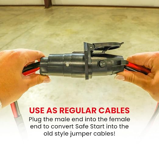 Safe Start Jumper Cable | Heavy Duty Jumper Cables for Trucks, SUV | Self Rescue Car Jump Starter | Quick Connect, Built-in Lights, Portable | Prioritizing Safety | 6 Gauge Wire, 12 Ft.