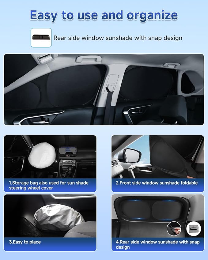 8PCS Window Shades for Crosstrek 2024-2026 Accessories – Full Coverage Sun Shade for Side Windows, Rear Triangular & Windshield – UV Protection & Privacy for Camping, Napping, Relaxing