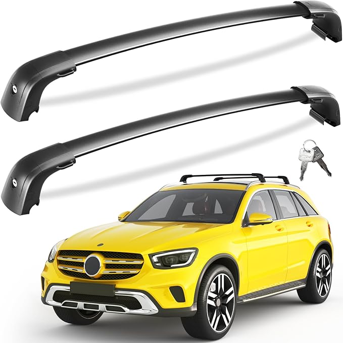 Tuyoung 220lb Lockable Roof Rack Cross Bars Compatible with Mercedes Benz GLC 2016-2022 with Flush Side Rails, Heavy Duty Aluminum Crossbar Cargo Bars Canoe Kayak Snowboard Rooftop Carrier Luggage