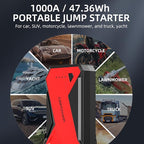 DBPOWER 1000A Portable Car Jump Starter (UP to 7.0L Gas, 5.5L Diesel Engine), 12V Lithium-Ion Auto Battery Booster, Power Pack with LCD Screen Clamp Cables,USB Quick Charge, LED Flashlight