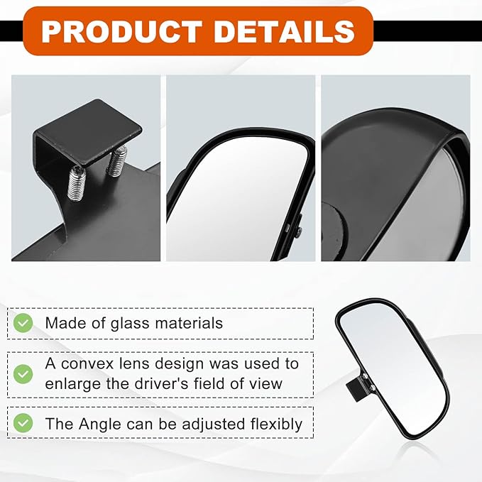 2PCS Car Blind Spot Mirror, Rectangle HD Glass Wide Angle Rear Mirror, Adjustible Auto Exterior Blindspot Side ViewMirror, Universal for Car Truck Automobile SUV (Black)