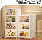 CTSNSLH 4 Tier Plastic Storage Bins and Boxes Organizer - Stackable with Lids for Bedroom, Living Room, Office - Foldable Con