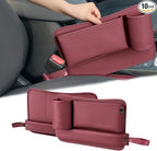 Car Seat Gap Filler Organizer 2 Pack, Car Seat Organizer with Cup Holders, 3-in-1 Removable Auto Organizer for Women, Universal Fit SUV Truck Fill The Gap Between Seats & Console (Red)