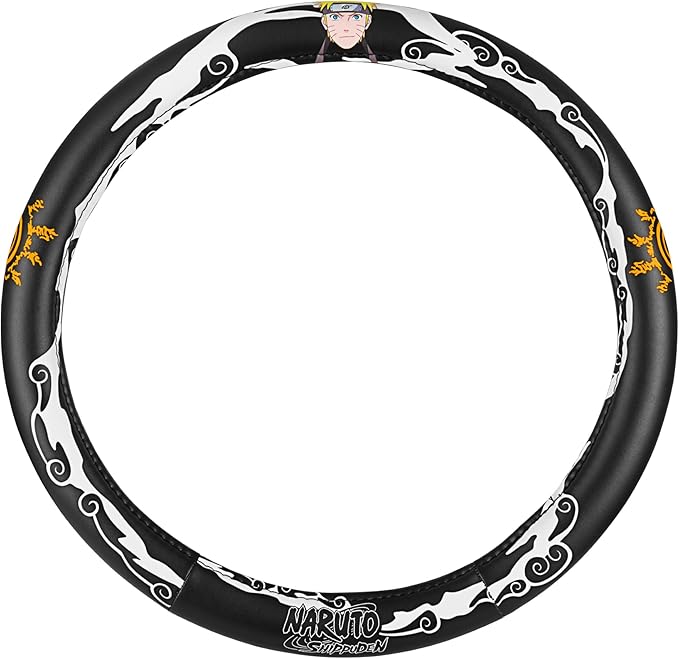 Naruto Shippuden Car Steering Wheel Cover, 15 Inch Anime Steering Wheel Cover, Cushioned Soft Comfortable Cover Anime Car Accessories for Men Women, Kirigakure