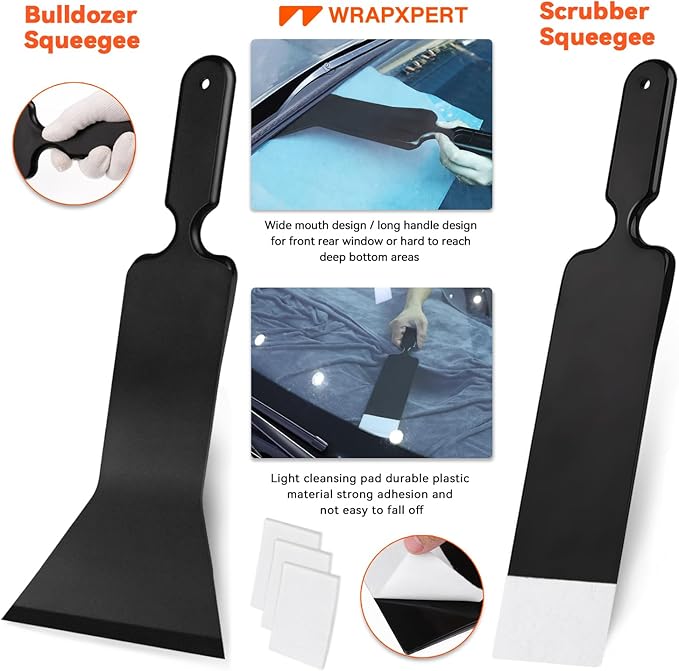 WRAPXPERT Window Tint Kit for Car Tint Tools Windshield Back Window Tinting Tools with Bulldozer Squeegee Scrubber Paddle, Film Cutter, Blade Scraper for Car Wrapping, Vinyl Film Installation