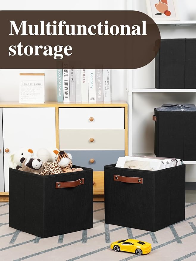 Temary 11x11 Storage Cubes Fabric Cube Storage Bins with Handles Clothes Storage Boxes Baskets for Organizing Home, Shelf, Cl