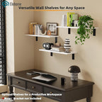 Floating Shelf Board for Wall 5/8" – No Brackets – 24" L x 8" W x 0.6" T White Melamine Wood Floating Shelves for Bathroom, K