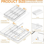 Yieach Expandable Desk Drawer Organizer Tray,1.8 Inch High Junk Drawer Organizer for Kitchen,Clear Shallow Office Drawer Orga