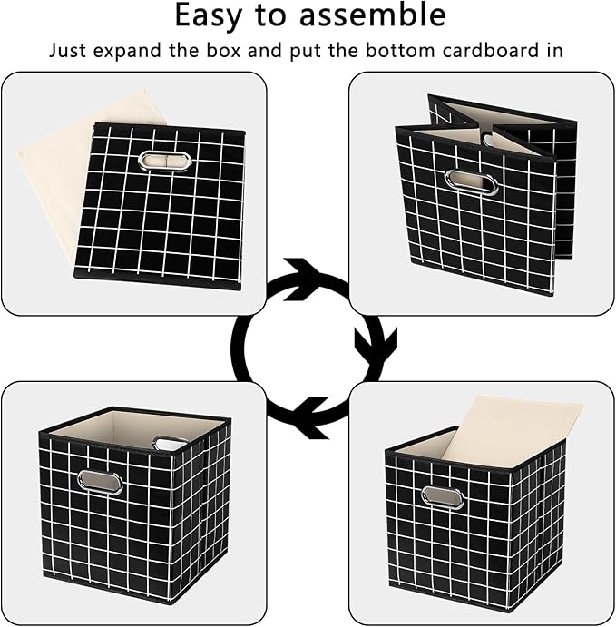 Yunkeeeper storage bins Cubes, Fabric Cube Organizer with Handle, Foldable Cube Bins for Cloth or Accessary Storage, 11x11x11