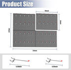 WALMANN 12"x16" Metal Pegboard Panels and Hooks for Garage, Tool Storage Pegboard with Hook - Compatible with 1/8" & 1/4" Hoo
