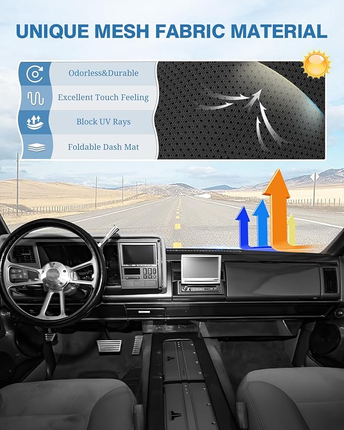 FIILINES Dash Cover Fit for Chevrolet Silverado/GMC Sierra C1500 C2500 C3500 K1500 K2500 K3500 1988-1994, 1992-94 GMC Yukon/C