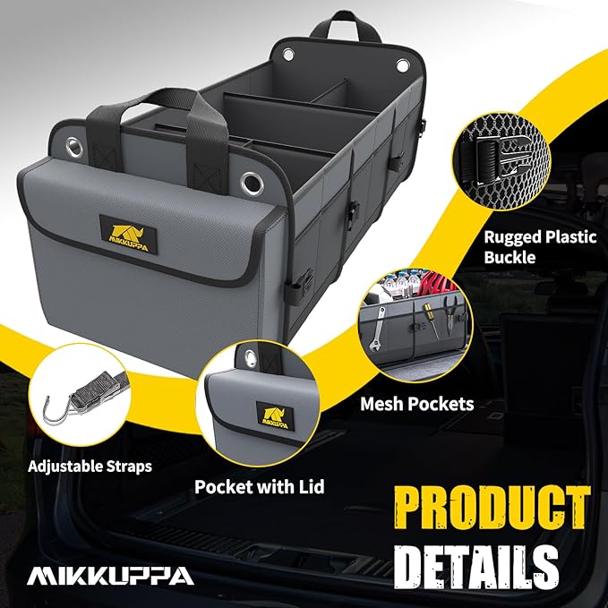 MIKKUPPA Car Trunk Organizer with Cooler - 100L Large Car Organizer, 1680D Oxford Collapsible Suv Trunk Storage with 2