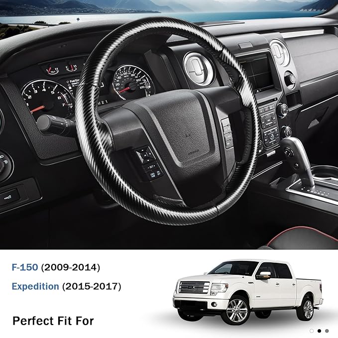 Steering Wheel Cover for Ford F150 2009-2014/ Ford Expedition 2015-2017, Car Steering Wheel Cover Protector Accessories for Ford (Matte Black)