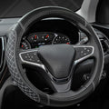 West Llama Customized Auto Car Steering Wheel Cover for Toyota Rav4 Corolla Camry Highlander (Diamond Quilted-Black+Gray-Stan