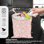 Car Garbage Can, Seat Back Hanging Cute Car Trash Can Bag, Car Organizer and Storage Bag for Travelling, Outdoor Cute Pink White Duck