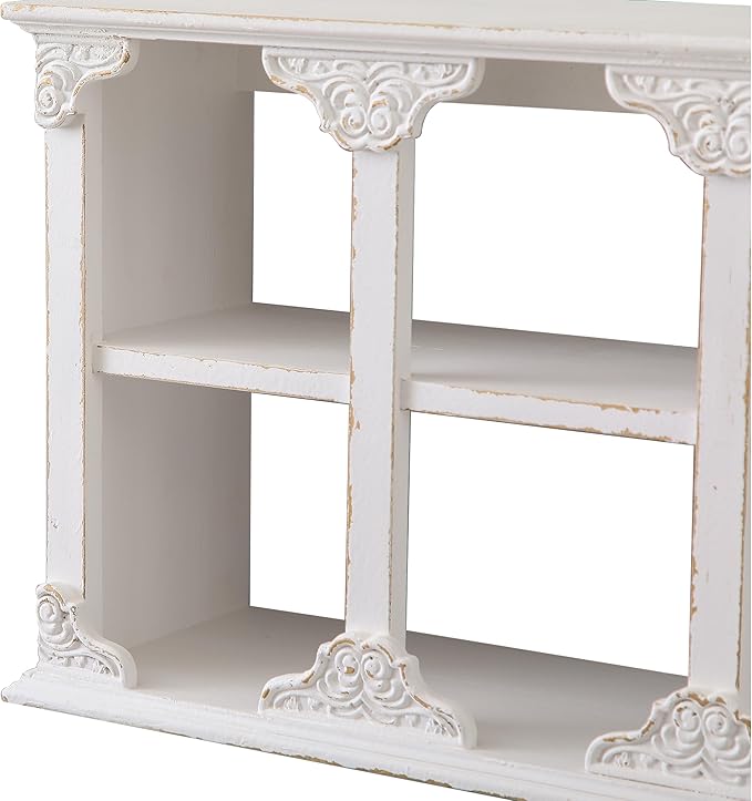 SOFE Vintage Rustic Floating Shelves for Wall White, 3-Tier Wall Shelf 24 Inch Long, Wood Shelving Unit for Bathroom Kitchen 