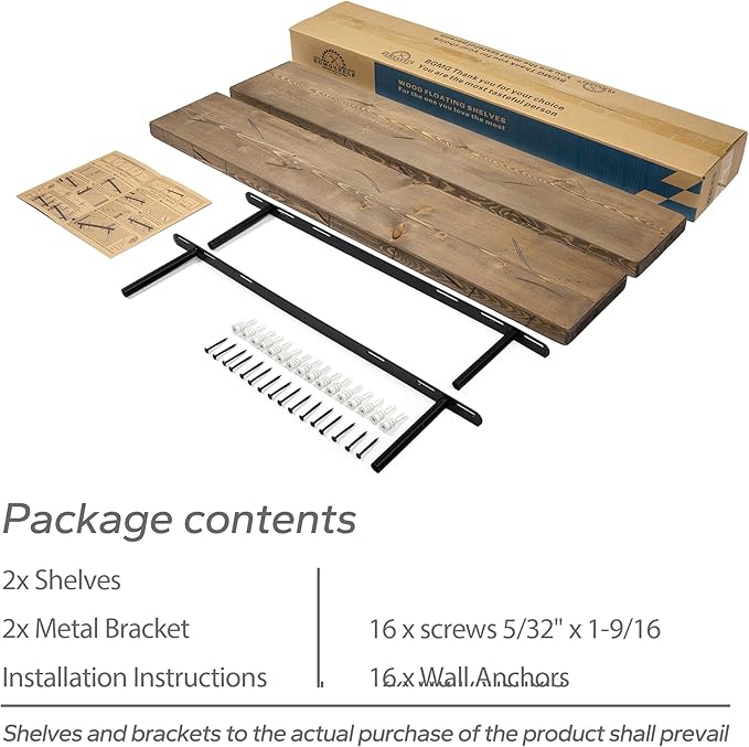 BGMG 30 inch Distressed Walnut Floating Shelves for Wall,High End Solid Real Wood 30 in Floating Shelf,Rustic Wooden Wall Mou