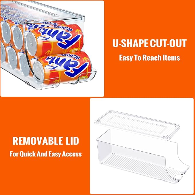 2 Pack Standard Can Organizer & 2 Pack Tall Can Organizer for Refrigerator