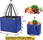 NERUB Reusable Grocery Bags Shopping Bags Grocery Tote Bag with Reinforced Bottom Heavy Duty Handles (Set of 3, Blue/Gray/Wave)