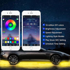 Smart RGB Car Underglow Kit with App & RF Remote - IP67 Waterproof, 16 Million Color LED Light Strips, Music Sync, Universal Fit for All Cars, Trucks, Vans - 12V DC Exterior Lighting