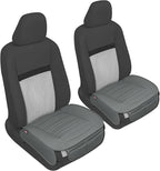 Motor Trend Seat Covers for Cars Trucks SUV, Faux Leather 2-Pack Gray Padded Car Seat Covers with Storage Pockets, Premium In