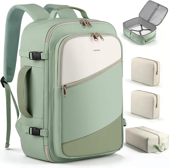 HOTOR Travel Backpack for Women – TSA-Friendly Travel Bag with Multiple Compartments & 3 Packing Cubes, Water-Resistant & Com