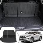 Cargo Mat with Backrest Mat for 2020-2024 2025 2026 Toyota Highlander Car Mat Accessories(Both Hybrid and Gas), TPE All Weather Cargo Liner with SeatBack Cover(Highlander-2 in 1 Trunk Mat)