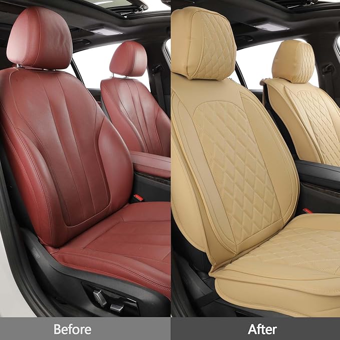 MIROZO Front Seat Covers for Car,2PCS Waterproof Car Seat Covers Faux Leather Automotive Seat Covers Car Seat Protector Vehic