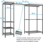 Ulif E10 Clothes Rack（With Stretchable Hanger Rod）Freestanding Clothing Racks for Hanging Clothes，Adjustable Closet Organizer