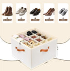 Shoe Organizer for Closet, Shoe Storage Boxes Fits up to 16 Pairs, Foldable Shoe Containers Bins Baskets with Adjustable Divi