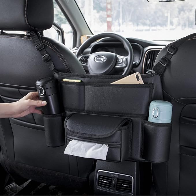 Car Organizers and Storage, Leather Car Storage Pocket Between Seats Back Seat Hanging Bag Purse Holder Large Capacity Automotive Consoles & Organizers